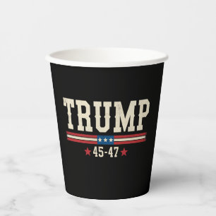 Gobelets En Papier Trump 45 47 Drapeau américain USA Rétro Vintage