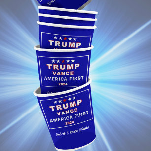 Gobelets En Papier Trump-Vance 2024 America First 8oz Paper Cups