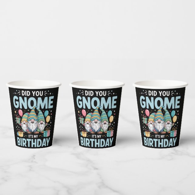 Gobelets En Papier Tu as Gnome C'est mon Gnomies Party d'anniversaire (Multi)