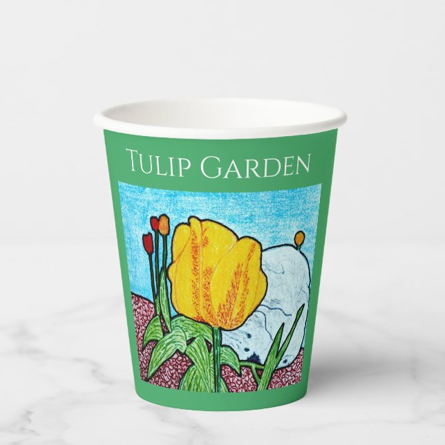 Gobelets En Papier Tulipe dans le jardin  (Recto)