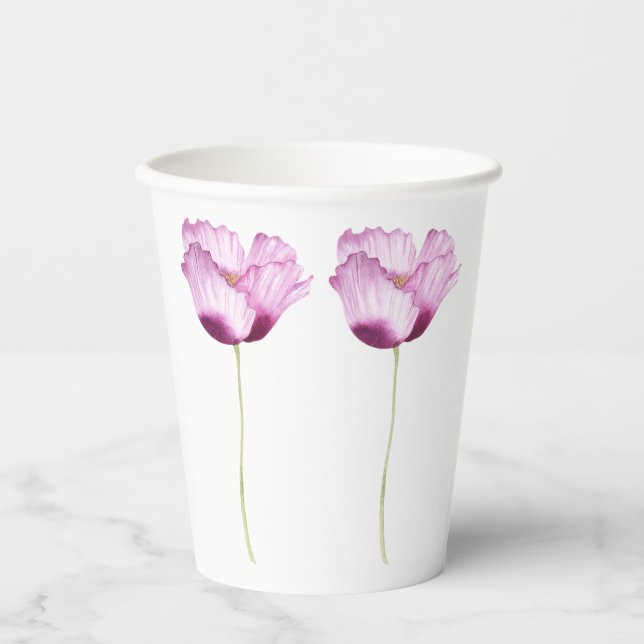 Gobelets En Papier Tulipes à dégradé violet illustrées à la main (Recto)