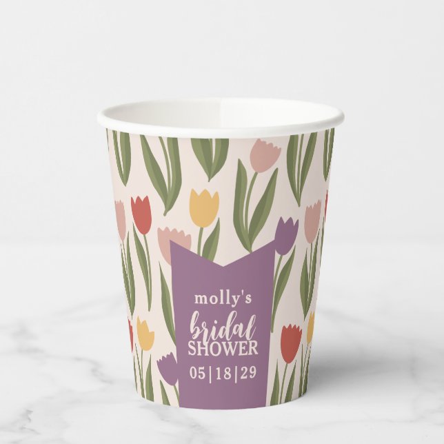 Gobelets En Papier Tulipes Fête de Mariage Personnalisé  (Gauche)