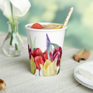 Gobelets En Papier Tulipes rouges et jaunes de printemps Baby shower