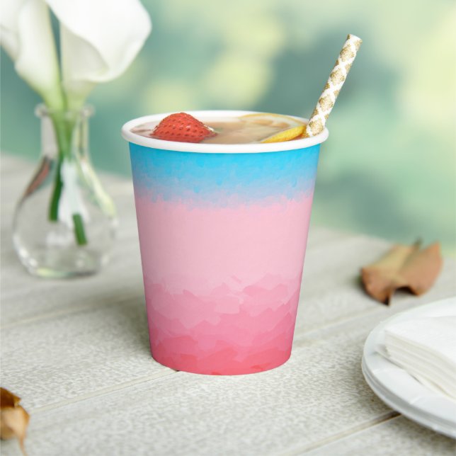 Gobelets En Papier Turks and Caicos Blue et Coral Ombre (Insitu)