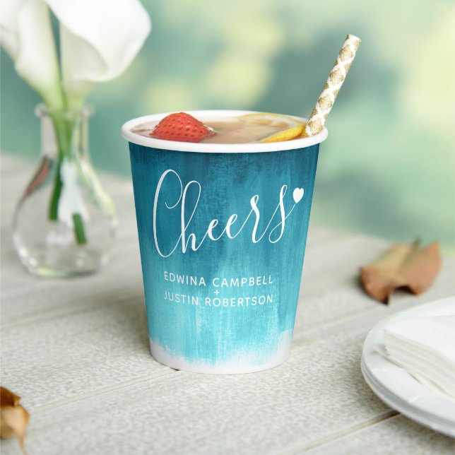 Gobelets En Papier Turquoise aqua vert bleu abstrait coupes en papier (Insitu)