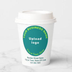 Gobelets En Papier Turquoise Green Round Shape Business Brand on Pape