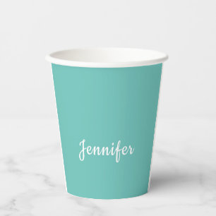 Gobelets En Papier Turquoise léger tendance moderne minimaliste Nom c