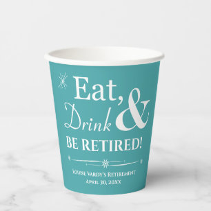 Gobelets En Papier Turquoise Retro Manger Boire & Être Retraité