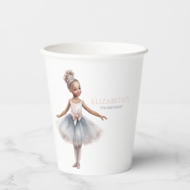Gobelets En Papier Tutu Cute Elegant Ballerina Aquarelle Anniversaire (Recto)