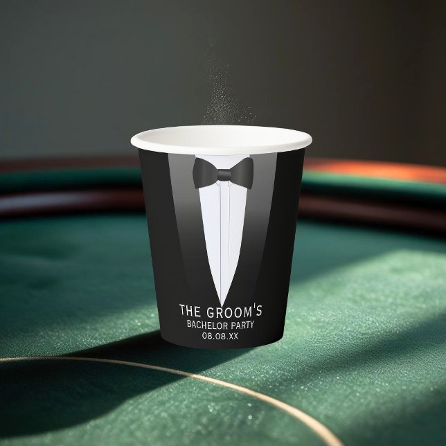 Gobelets En Papier Tuxedo Mariage La Groom Bachelor Party Paper Cup (For hosting a private poker game, a Vegas-themed bash, or a formal celebration for the groom-to-be)