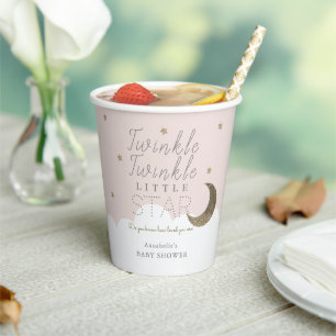 Gobelets En Papier Twinkle Little Star Baby shower rose