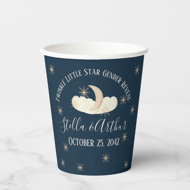 Gobelets En Papier Twinkle Little Star Genre Reveal - Fête Céleste (Recto)