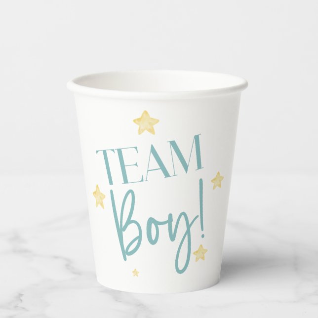 Gobelets En Papier Twinkle Little Star Team Boy Blue Gender Reveal (Recto)