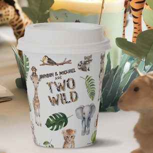Gobelets En Papier Twins Jungle safari animaux Deux fêtes sauvages