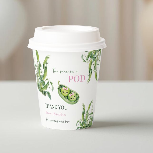 Gobelets En Papier Two Peas in A Pod Girl Pink Twins Baby Shower (Créateur téléchargé)