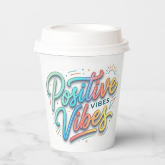 Gobelets En Papier Typographie d'art moderne colorée aux vibrations p