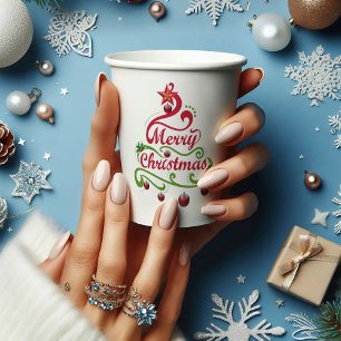 Gobelets En Papier Typographie élégante et ludique d'arbre de Noël en