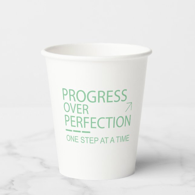 Gobelets En Papier Typographie Motivationnelle Progrès Plutôt que Per (Recto)