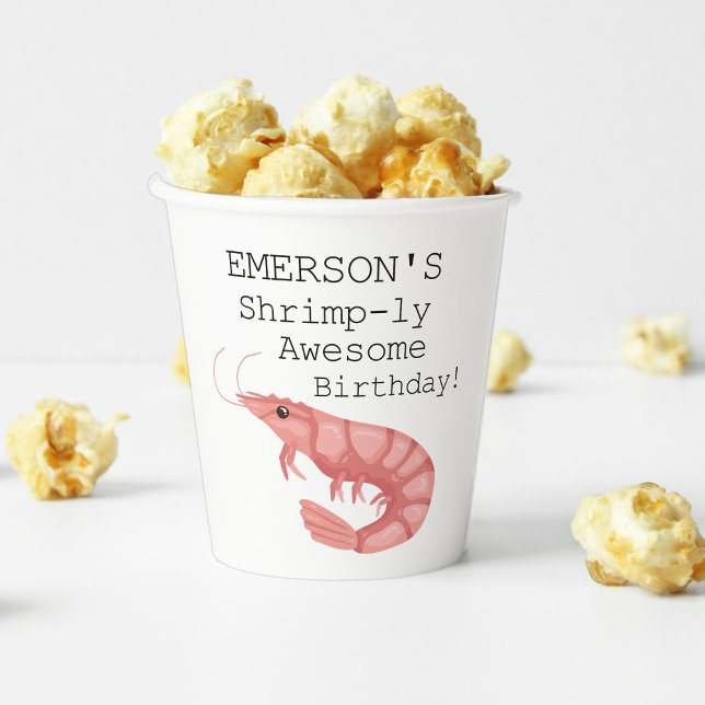 Gobelets En Papier Un Anniversaire Aux Crevettes (A Shrimp-ly Awesome Birthday Paper Cups)