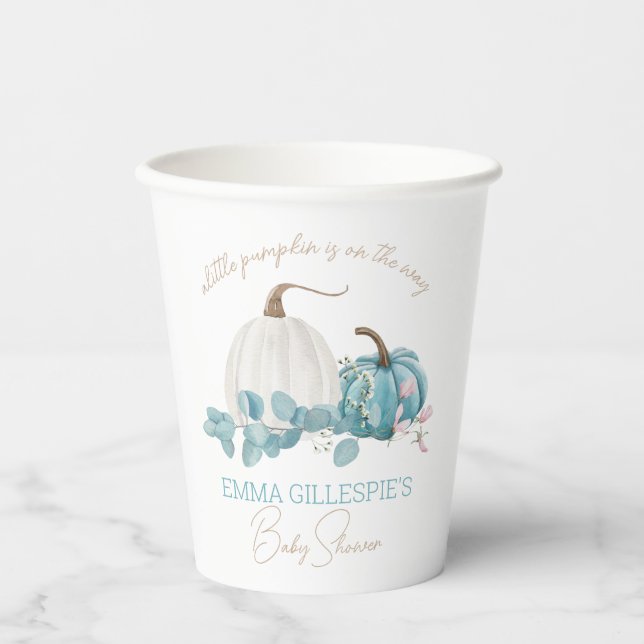 Gobelets En Papier Un Baby shower Automne Un Peu Citrouille (Recto)