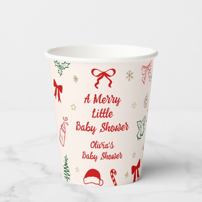 Gobelets En Papier Un baptême de Noël Un joyeux petit  (Verso)