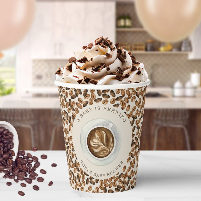 Gobelets En Papier Un Bébé brasse de la coupe de café et Baby shower  (Créateur téléchargé)