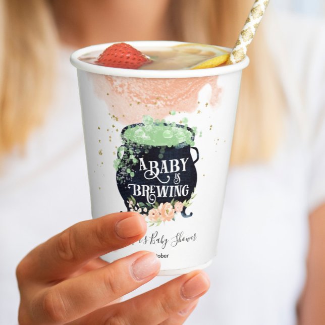 Gobelets En Papier un bébé brasse Halloween Baby shower Peach (Créateur téléchargé)