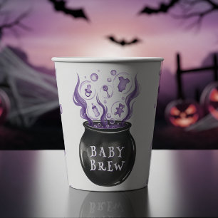 Gobelets En Papier Un bébé brasse le Baby shower d'Halloween Cauldron