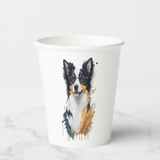 Gobelets En Papier Un chien mignon Bordure Collie (Recto)