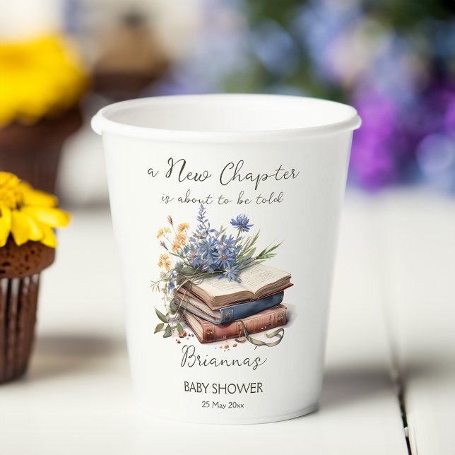 Gobelets En Papier Un nouveau baby shower de chapitre (A new chapter story book baby shower printed paper cups personalized table decor wildflowers books)