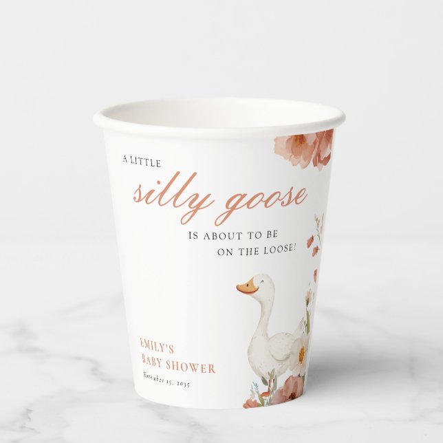 Gobelets En Papier Un petit Baby shower de fille d'oie idiot (Recto)