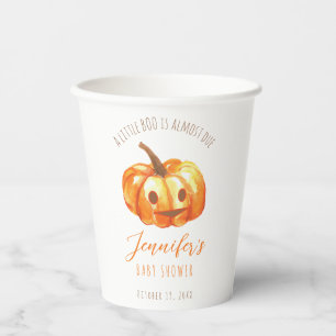 Gobelets En Papier Un petit Baby shower d'Halloween Citrouille Script
