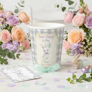 Gobelets En Papier Un petit lapin a 1 an 1er anniversaire
