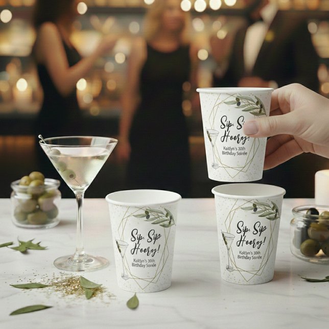 Gobelets En Papier Un Petit Peu De Fun Martini Soirée (Créateur téléchargé)