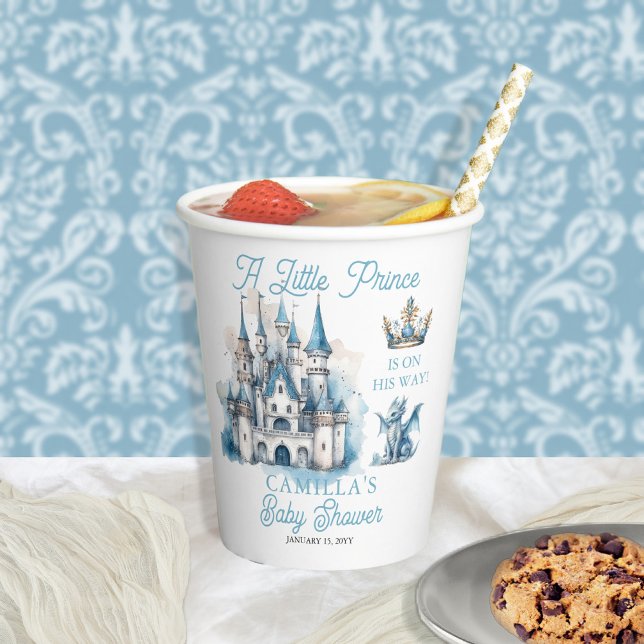 Gobelets En Papier Un Petit Prince Est En Chemin De Boy Baby shower ("A Little Prince Is On His Way!" royal-themed boy Baby Shower paper cups)