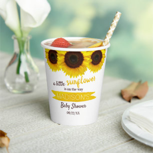 Gobelets En Papier Un Petit Tournesol Est En Route ! Baby shower