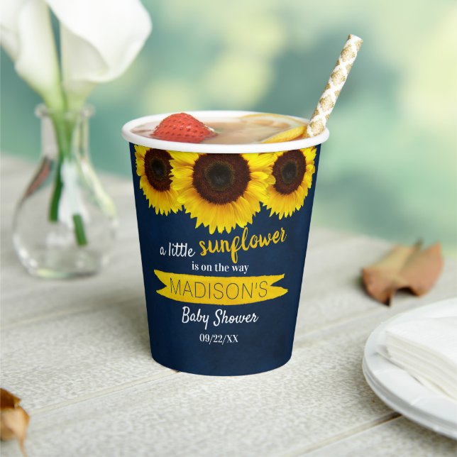 Gobelets En Papier Un Petit Tournesol Est En Route ! Baby shower (Insitu)