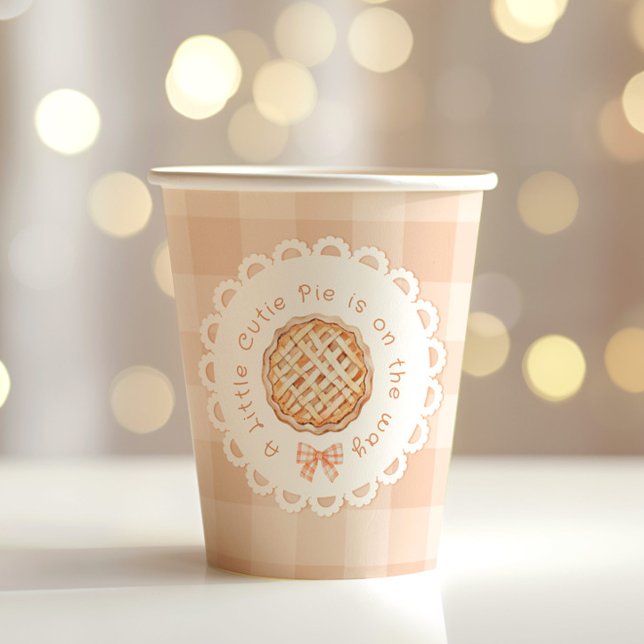 Gobelets En Papier Un peu mignon Pie sexe neutre Bow baby shower (Créateur téléchargé)