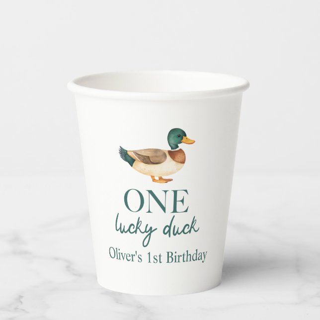 Gobelets En Papier Un premier anniversaire de Lucky Duck (Recto)