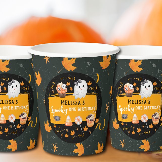Gobelets En Papier Un Premier Anniversaire Halloween Mignon  (Créateur téléchargé)