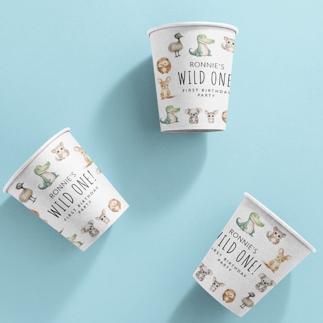 Gobelets En Papier Un sauvage ! Bienvenue à la fête d'anniversaire de (Créateur téléchargé)