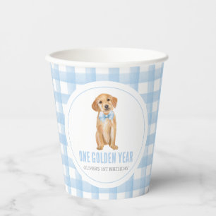 Gobelets En Papier Une année dorée Chien prépa carreaux 1er anniversa