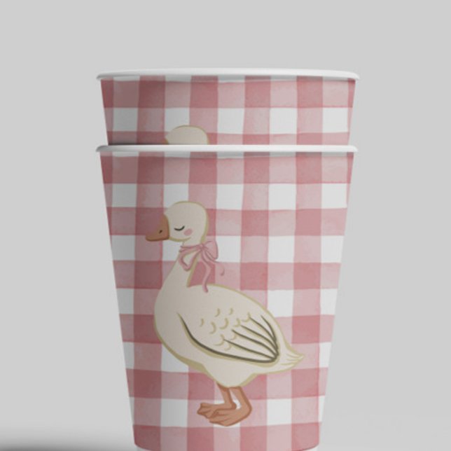 Gobelets En Papier Une fille d'oie sotte Cottagecore rose (Créateur téléchargé)