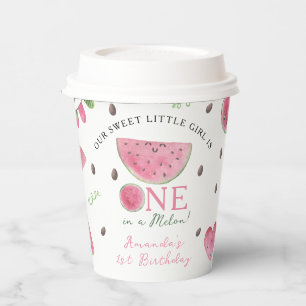 Gobelets En Papier Une fille pastèque mignonne pour son 1er anniversa