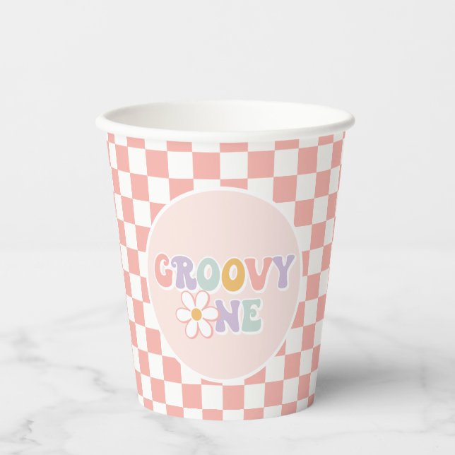 Gobelets En Papier Une fille Super Pink Daisy Checker (Recto)