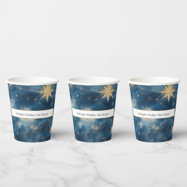 Gobelets En Papier Une Nuit sous les Étoiles Mariage Bleu Céleste (Multi)