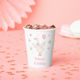 Gobelets En Papier Une oie sotte printemps rose marguerite premier an