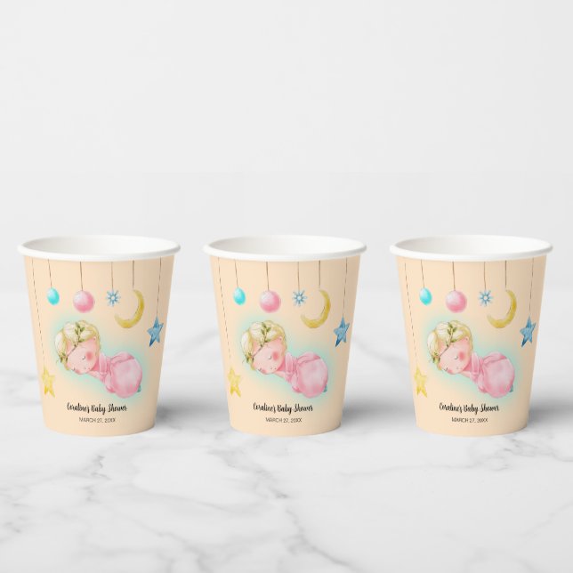 Gobelets En Papier Une petite fille douce Baby shower Cuvettes en pap (Multi)