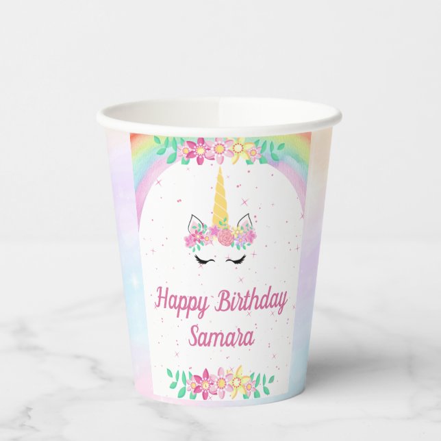 Gobelets En Papier Unicorn Anniversaire Cups Collection (Gauche)