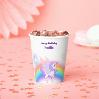 Gobelets En Papier Unicorn Rainbow Birthday Invitation Paper cup